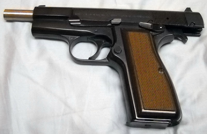 Browning Hi-Power, left side, locked open